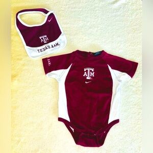 Nike Brand Texas A&M Onsie and Matching Bib, Size: 12M